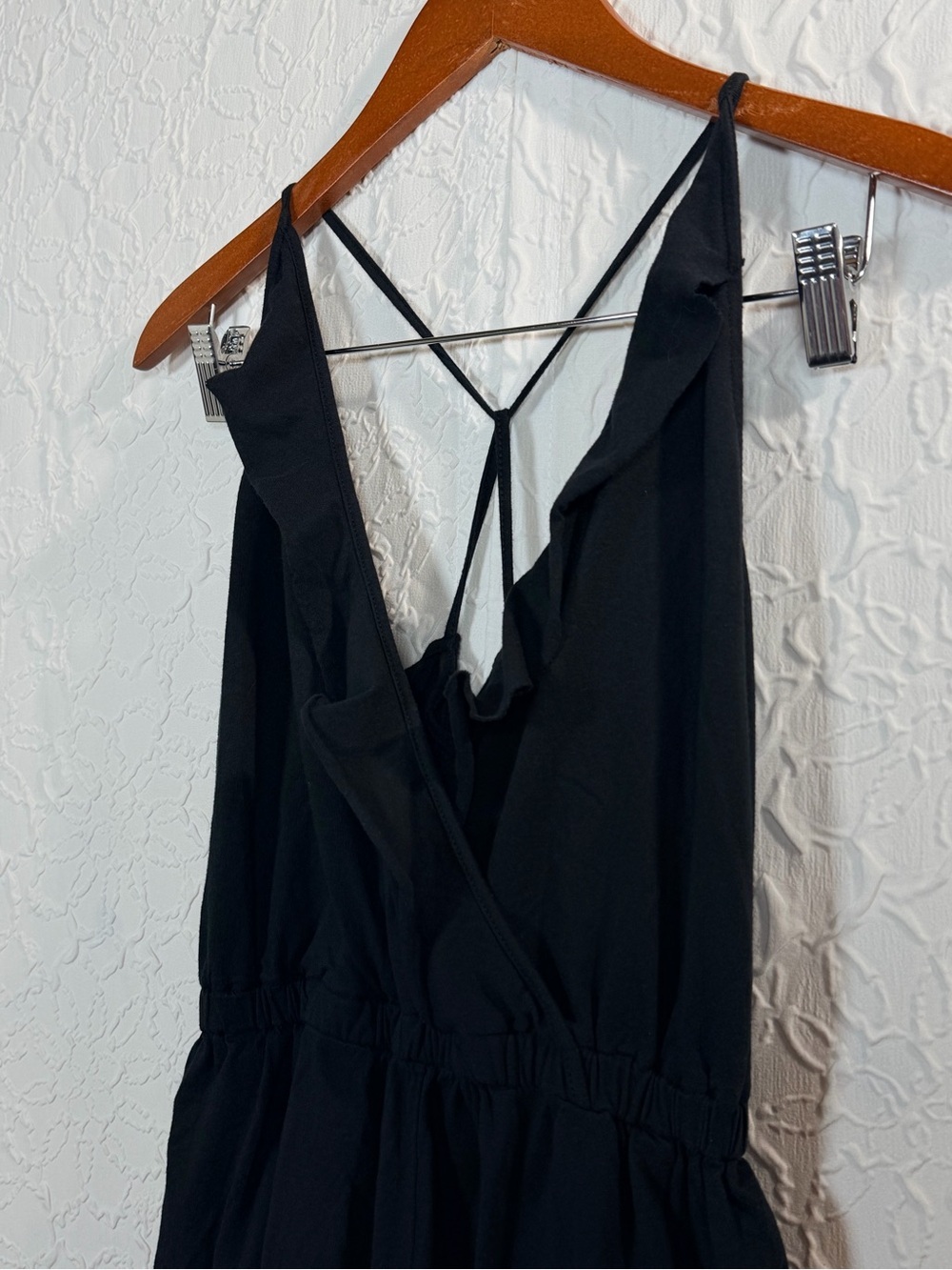 Topshop Plunging Ruffle Faux Wrap Tie Back Fringe Romper Sz S - Picture 5 of 11